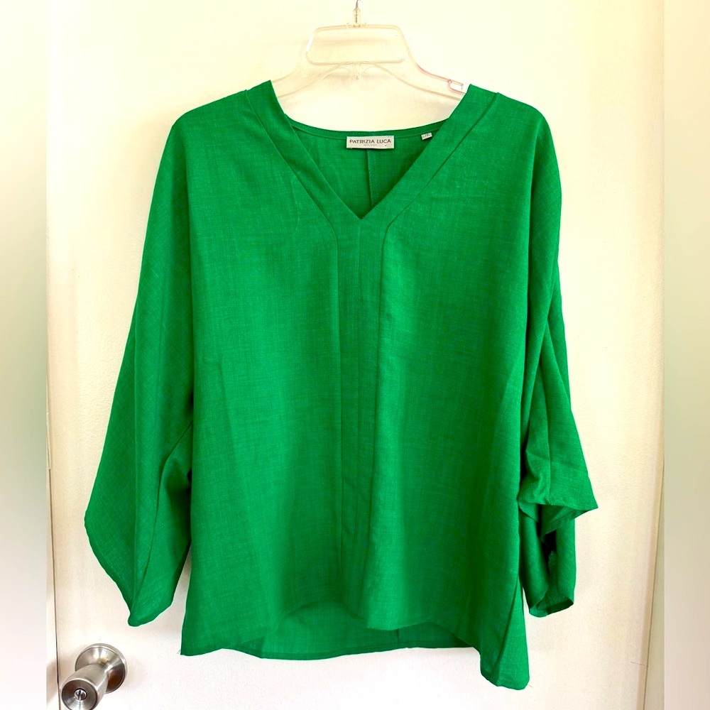 Patrizia Luca Green V-Neck Blouse